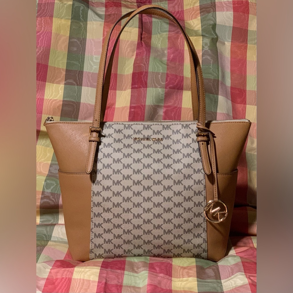 Michael Kors Charlotte Tan and Brown Tote Bag